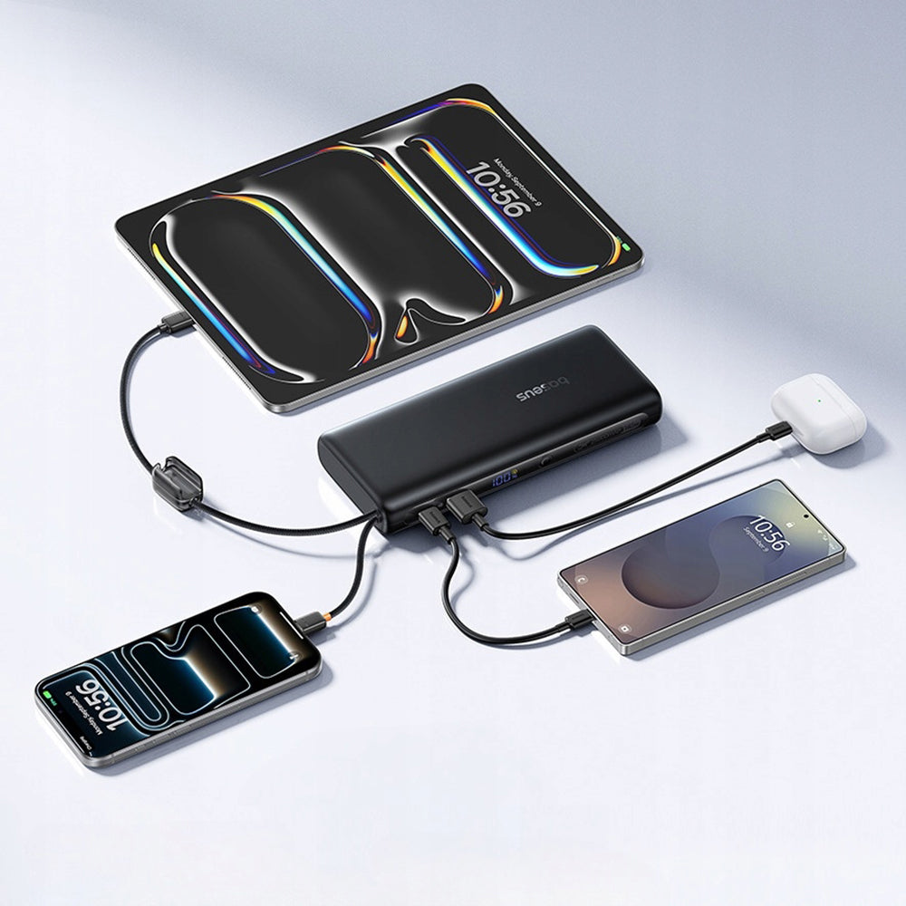Baseus EnerFill FC41 ulkoinen akku, 25000mAh, 145W, QC + PD, 1 x USB-A - 3 x USB-C, Musta E0028H03