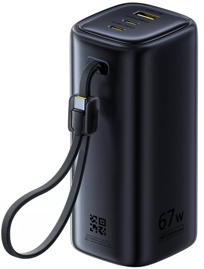Baseus EnerGeek GX11 ulkoinen akku, 20000mAh, 67W, QC + PD, 1 x USB-A - 2 x USB-C, Musta E0025701