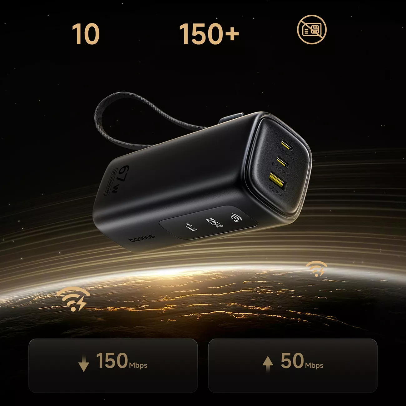 Baseus EnerGeek GX11 ulkoinen akku, 20000mAh, 67W, QC + PD, 1 x USB-A - 2 x USB-C, Musta E0025701