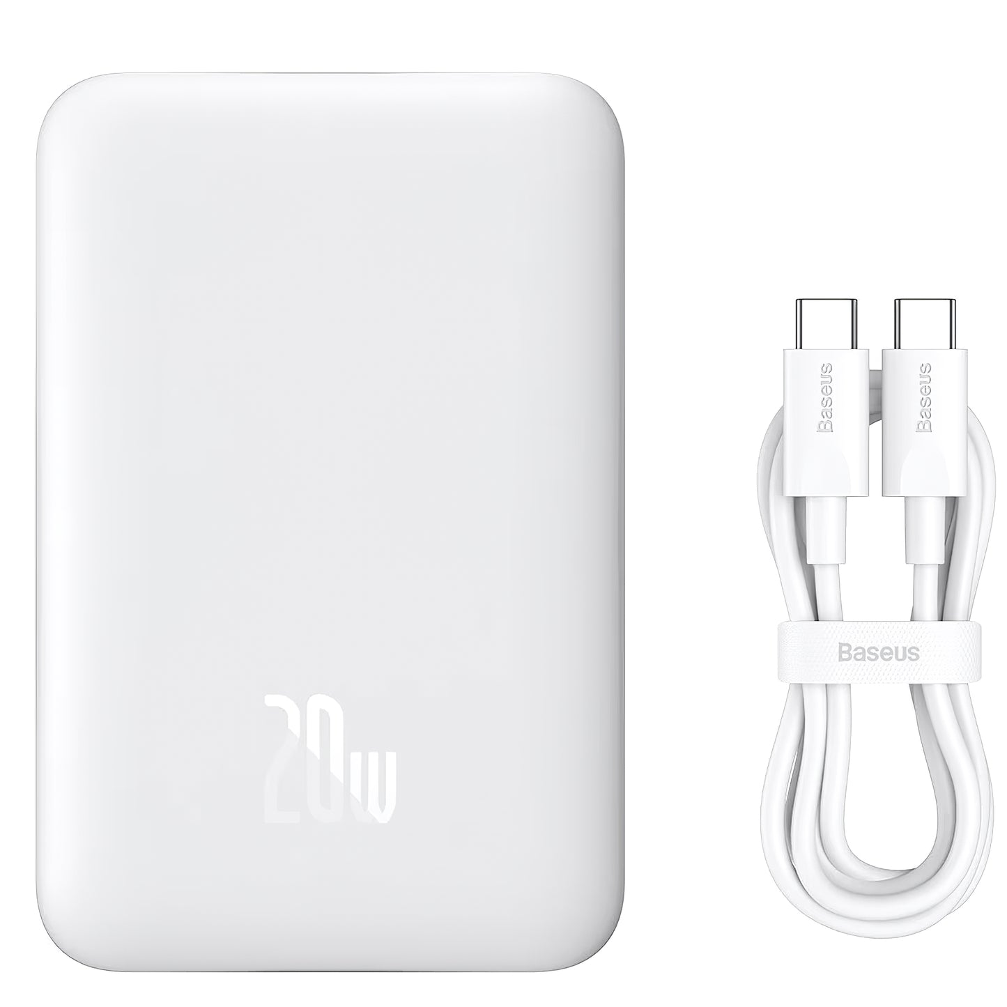 Baseus Magnetic Mini Ulkoinen Akku, 10000mAh, 20W, PD + FQI, 1 x USB-C, Valkoinen P10059001223-00
