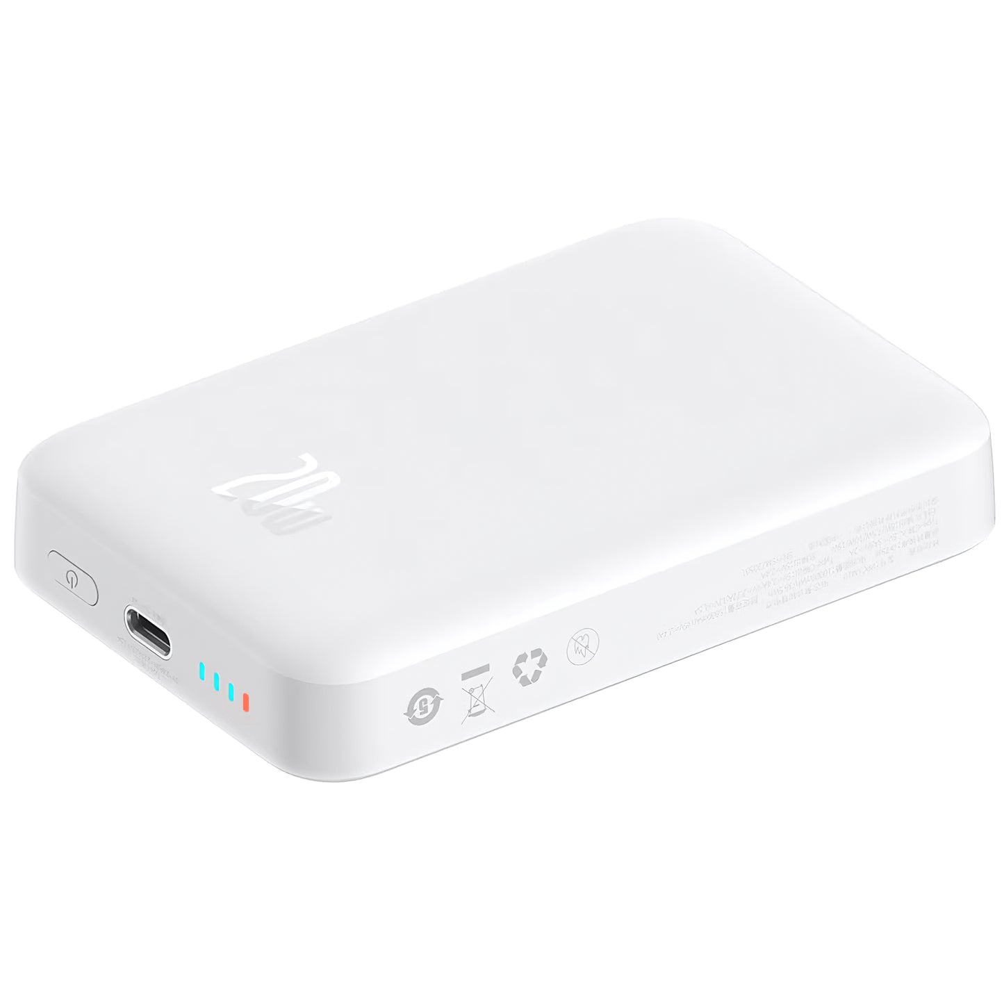 Baseus Magnetic Mini Ulkoinen Akku, 10000mAh, 20W, PD + FQI, 1 x USB-C, Valkoinen P10059001223-00