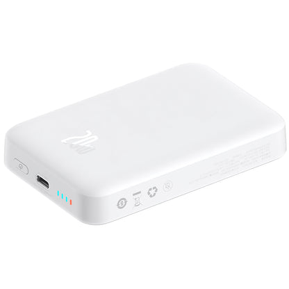 Baseus Magnetic Mini Ulkoinen Akku, 10000mAh, 20W, PD + FQI, 1 x USB-C, Valkoinen P10059001223-00