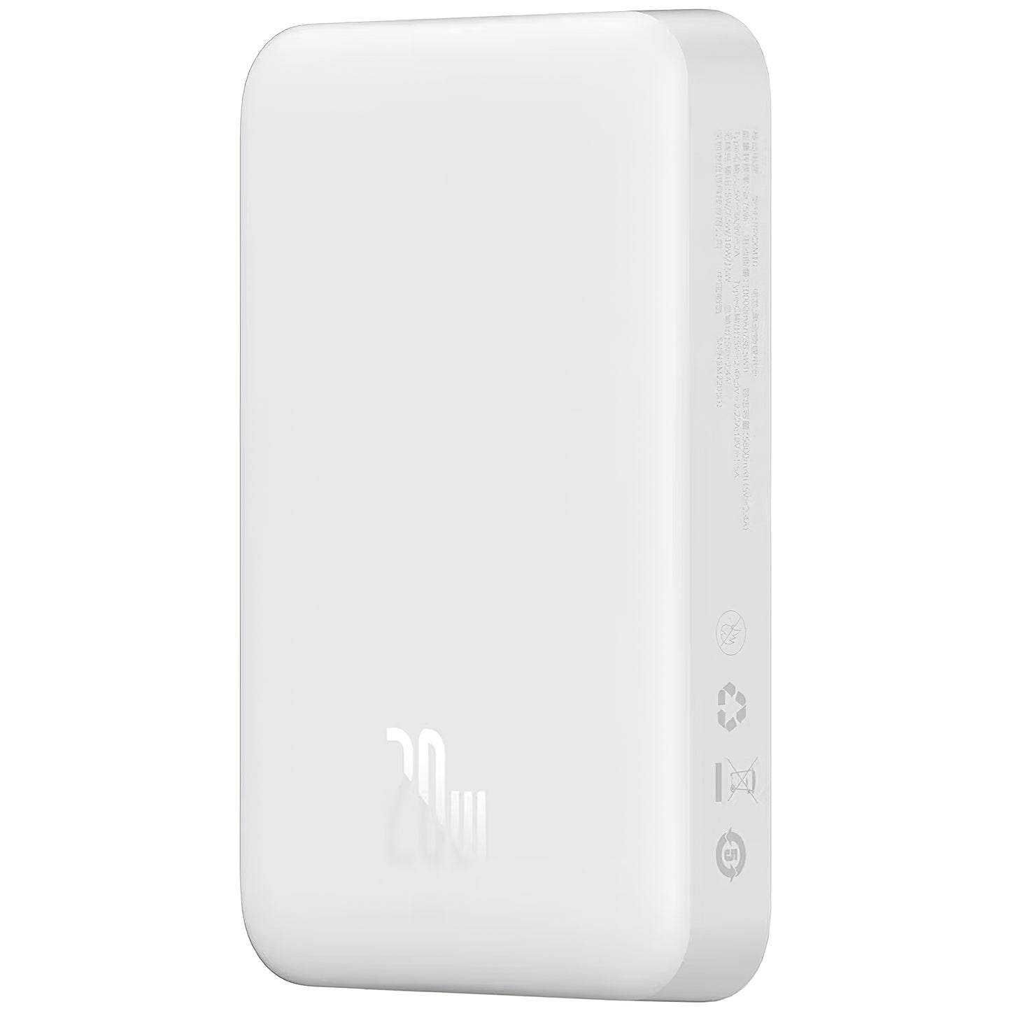 Baseus Magnetic Mini Ulkoinen Akku, 10000mAh, 20W, PD + FQI, 1 x USB-C, Valkoinen P10059001223-00