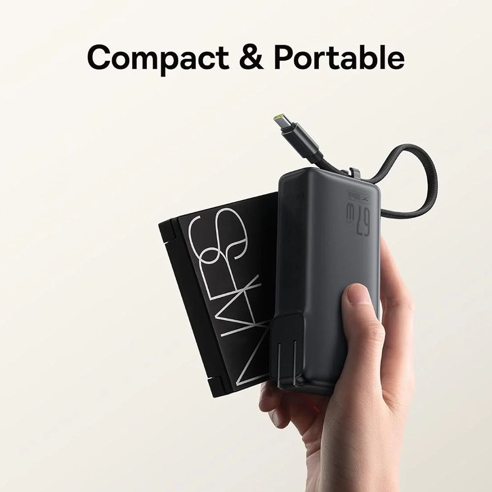 Ulkoinen akku Baseus Nomos NT11 Omni US, 10000mAh, 67W, QC + PD, 1 x USB-A - 2 x USB-C, Musta P10078807123-00