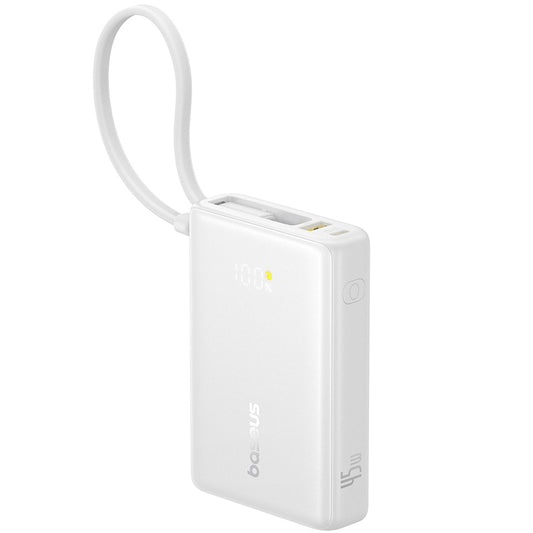 Ulkoinen akku Baseus PicoGo, 10000mAh, 45W, QC + PD, 1 x USB-A - 2 x USB-C, Valkoinen P10076803213-00