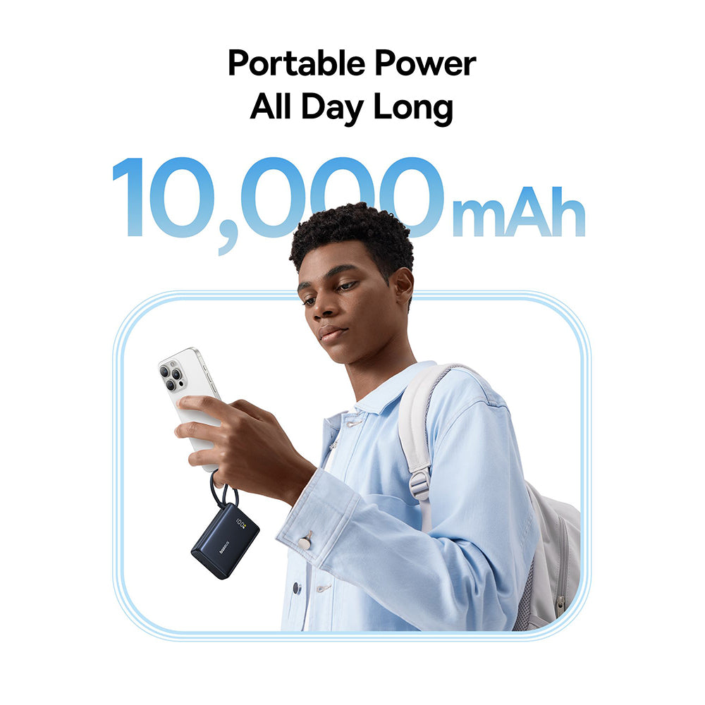 Baseus PicoGo Ulkoinen Akku, 10000mAh, 45W, QC + PD, 1 x USB-A - 2 x USB-C, Musta P10076803123-00