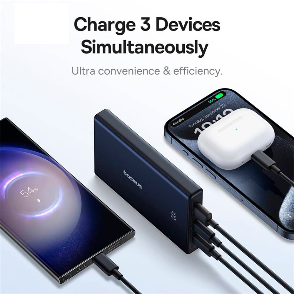 Baseus PicoGo Ulkoinen Akku, 10000mAh, 20W, QC + PD, 1 x USB-A - 2 x USB-C, Musta P10076801123-00