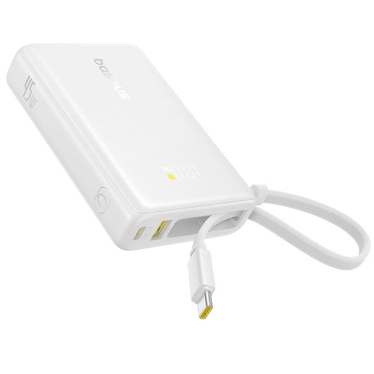Ulkoinen akku Baseus PicoGo, 10000mAh, 45W, QC + PD, 1 x USB-A - 2 x USB-C, Valkoinen P10076803213-00