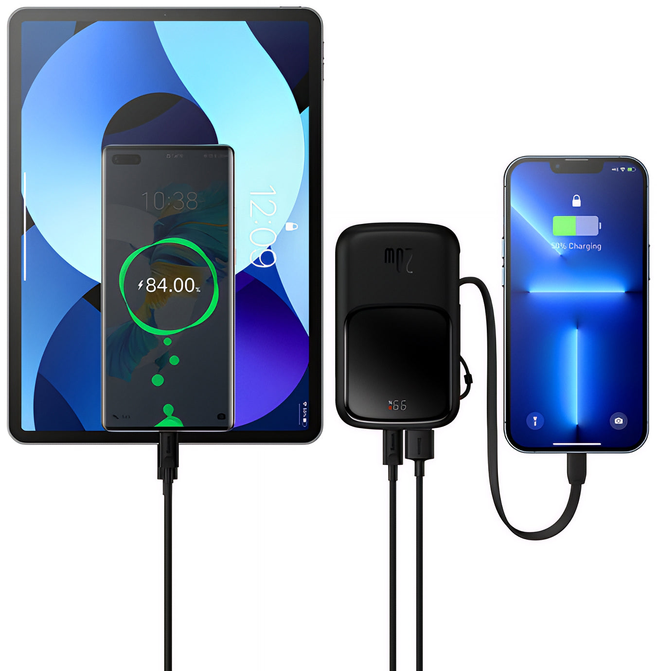 Baseus Qpow Pro Ulkoinen Akku, 20000mAh, 20W, QC + PD, 1 x Lightning - 1 x USB-A - 1 x USB-C, Musta PPQD060201