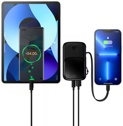Baseus Qpow Pro Ulkoinen Akku, 20000mAh, 20W, QC + PD, 1 x Lightning - 1 x USB-A - 1 x USB-C, Musta PPQD060201