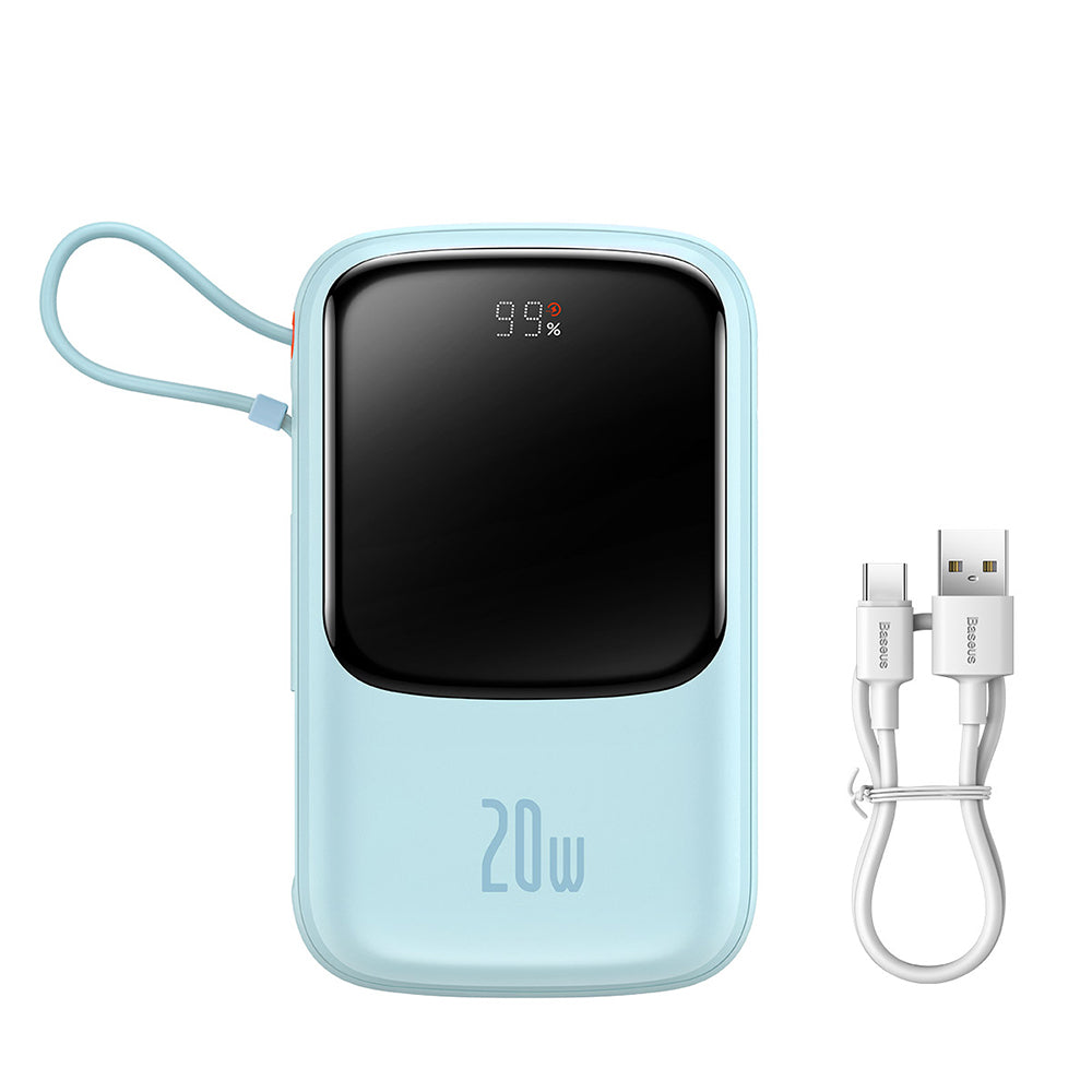 Baseus Qpow Pro Ulkoinen Akku, 20000mAh, 20W, QC + PD, 1 x Lightning - 1 x USB-A - 1 x USB-C, Sininen PPQD030003