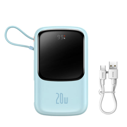 Baseus Qpow Pro Ulkoinen Akku, 20000mAh, 20W, QC + PD, 1 x Lightning - 1 x USB-A - 1 x USB-C, Sininen PPQD030003
