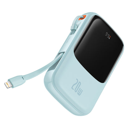 Baseus Qpow Pro Ulkoinen Akku, 20000mAh, 20W, QC + PD, 1 x Lightning - 1 x USB-A - 1 x USB-C, Sininen PPQD030003