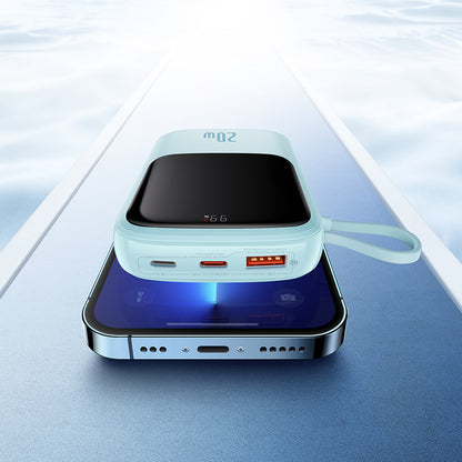Baseus Qpow Pro Ulkoinen Akku, 20000mAh, 20W, QC + PD, 1 x Lightning - 1 x USB-A - 1 x USB-C, Sininen PPQD030003