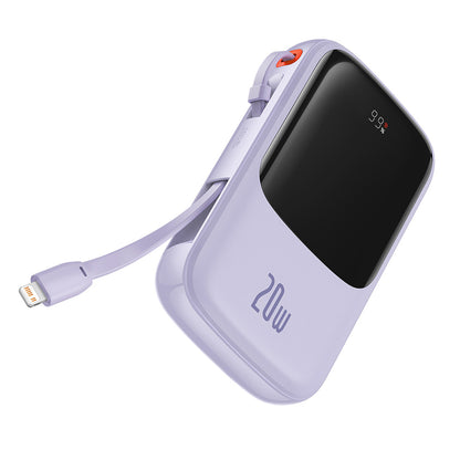 Baseus Qpow Pro ulkoinen akku, 20000mAh, 20W, QC + PD, 1 x Lightning - 1 x USB-A - 1 x USB-C, Violetti PPQD030005