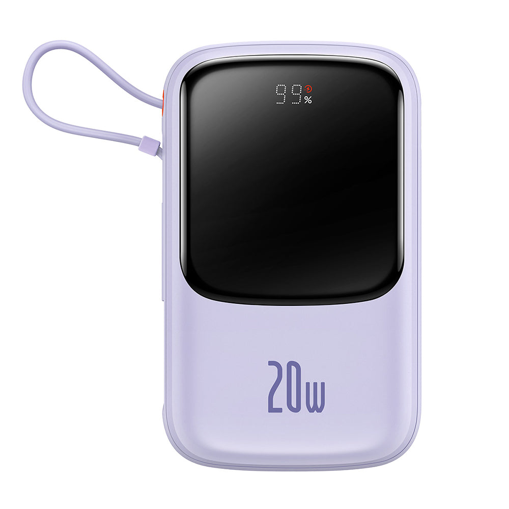 Baseus Qpow Pro ulkoinen akku, 20000mAh, 20W, QC + PD, 1 x Lightning - 1 x USB-A - 1 x USB-C, Violetti PPQD030005