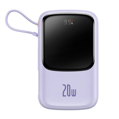 Baseus Qpow Pro ulkoinen akku, 20000mAh, 20W, QC + PD, 1 x Lightning - 1 x USB-A - 1 x USB-C, Violetti PPQD030005
