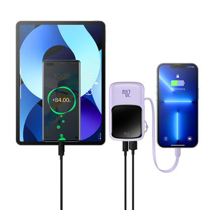 Baseus Qpow Pro ulkoinen akku, 20000mAh, 20W, QC + PD, 1 x Lightning - 1 x USB-A - 1 x USB-C, Violetti PPQD030005