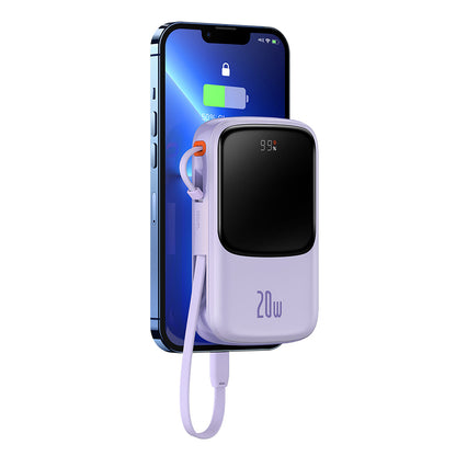 Baseus Qpow Pro ulkoinen akku, 20000mAh, 20W, QC + PD, 1 x Lightning - 1 x USB-A - 1 x USB-C, Violetti PPQD030005