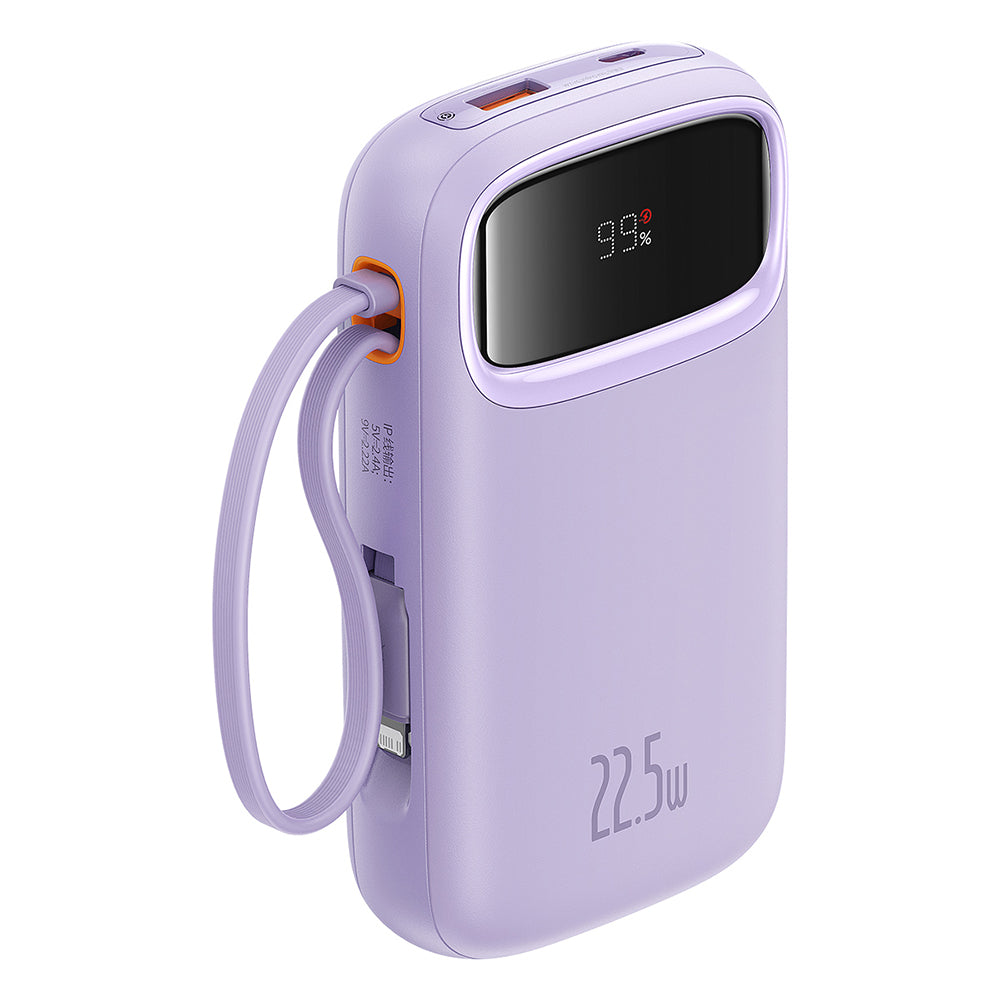 Baseus Qpow Pro+ External Battery, 10000mAh, 22.5W, QC + PD, 1 x Lightning - 1 x USB-A - 2 x USB-C, Purple P10055003513-00