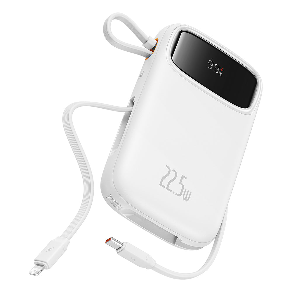 Baseus Qpow2 ulkoinen akku, 20000mAh, 22.5W, QC + PD, 1 x Lightning - 1 x USB-A - 2 x USB-C, Valkoinen P10055002223-00