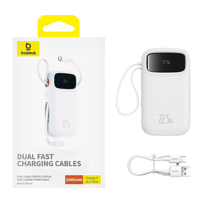 Baseus Qpow2 ulkoinen akku, 20000mAh, 22.5W, QC + PD, 1 x Lightning - 1 x USB-A - 2 x USB-C, Valkoinen P10055002223-00