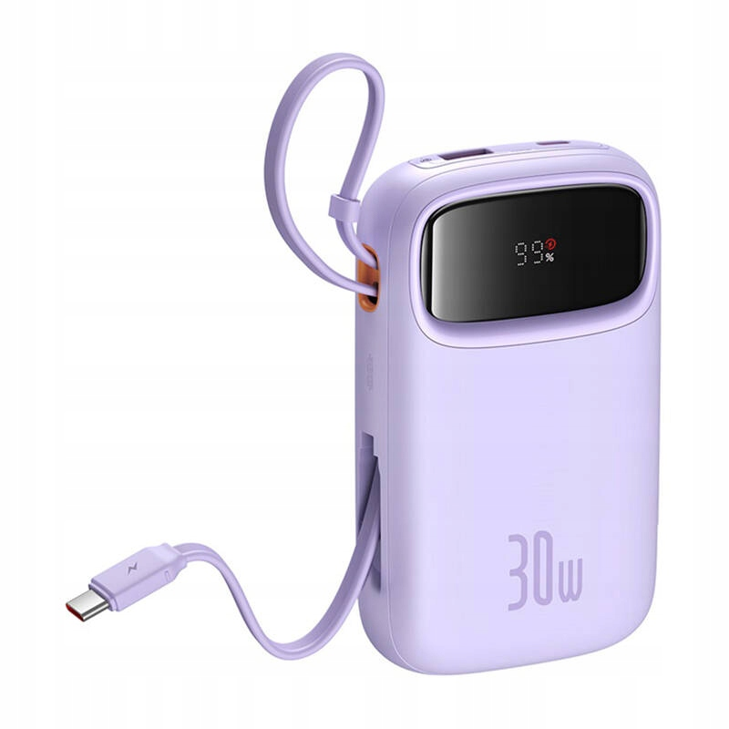 Ulkoinen akku Baseus Qpow2, 10000mAh, 30W, QC + PD, 1 x USB-A - 3 x USB-C, Violetti P10055008513-00
