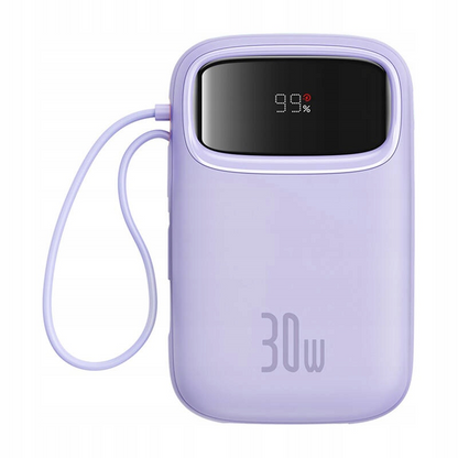 Ulkoinen akku Baseus Qpow2, 10000mAh, 30W, QC + PD, 1 x USB-A - 3 x USB-C, Violetti P10055008513-00