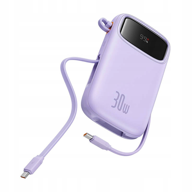 Ulkoinen akku Baseus Qpow2, 10000mAh, 30W, QC + PD, 1 x USB-A - 3 x USB-C, Violetti P10055008513-00