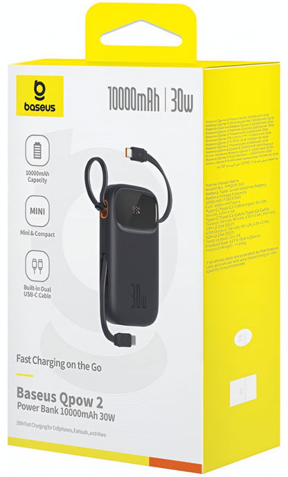 Baseus Qpow2 External Battery, 20000mAh, 30W, QC + PD, 1 x USB-A - 3 x USB-C, Black P10055009113-00