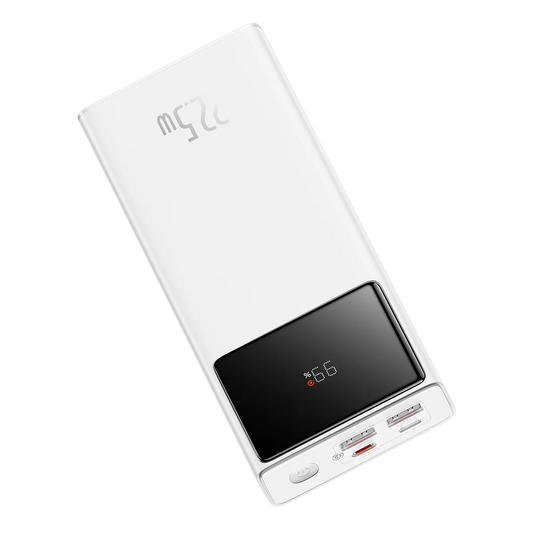 Baseus Star Lord Ulkoinen Akku, 30000mAh, 22.5W, QC + PD, 1 x USB-C - 2 x USB-A, Valkoinen PPXJ080102