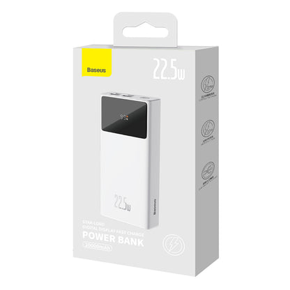 Ulkoinen akku Baseus Star Lord, 20000mAh, 22.5W, QC + PD, 1 x USB-C - 2 x USB-A, Valkoinen PPXJ080002