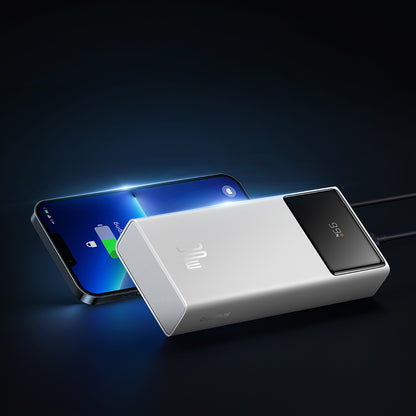 Ulkoinen akku Baseus Star Lord, 20000mAh, 30W, QC + PD, 1 x USB-C - 2 x USB-A, Valkoinen P10022904213-00