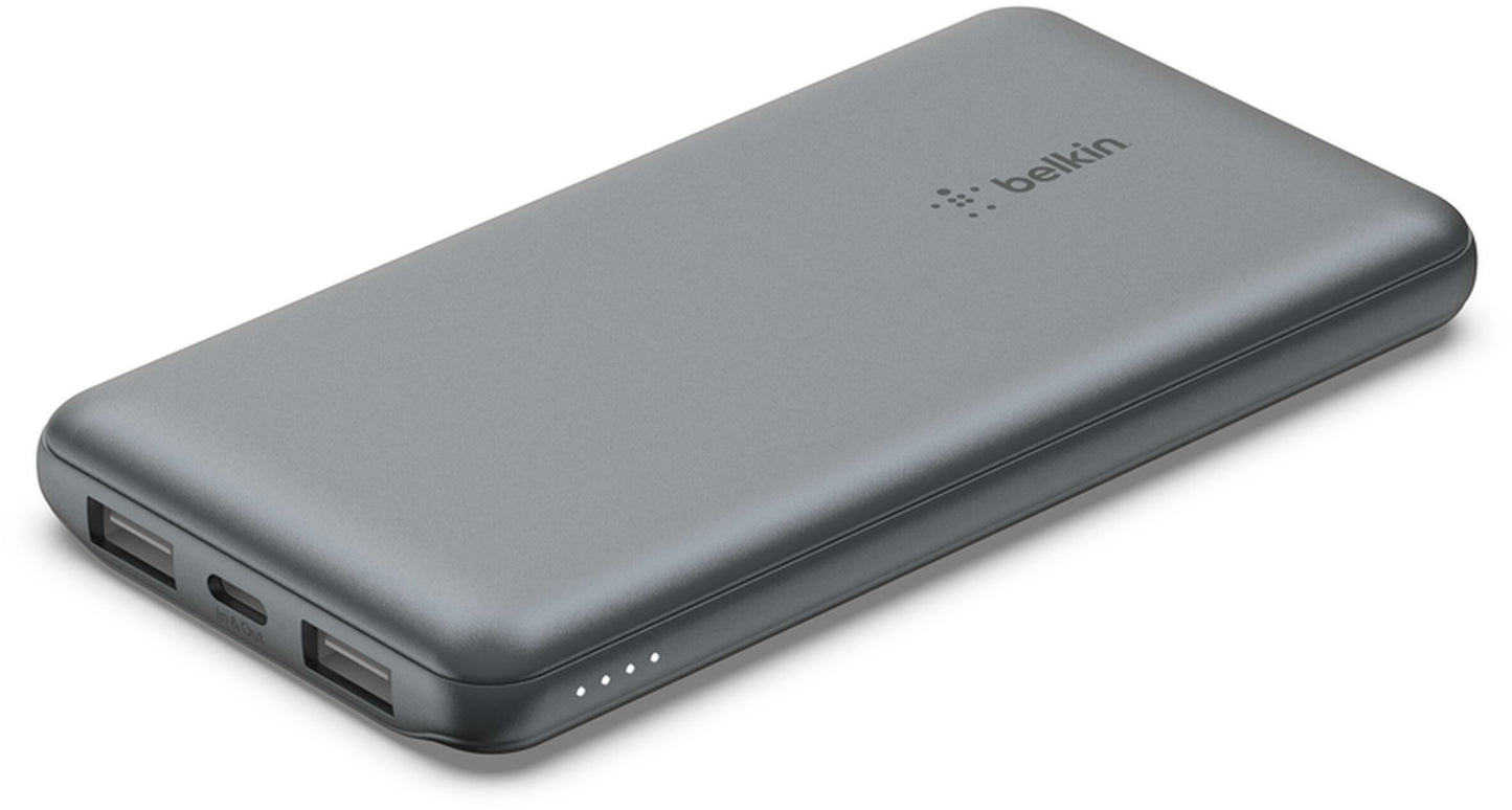 Belkin BoostCharge ulkoinen akku, 10000mAh, 15W, 1 x USB-C - 2 x USB-A, harmaa BPB011btGY