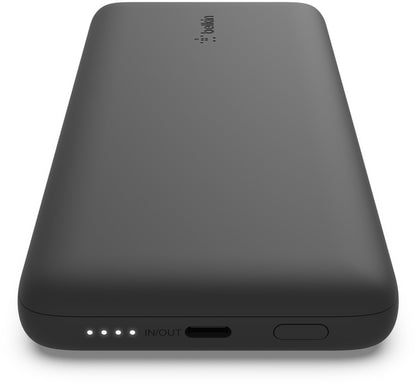 Belkin BoostCharge Plus -ulkoinen akku, 10000mAh, 23W, QC + PD, 1 x Lightning - 2 x USB-C, Musta BPB006btBLK