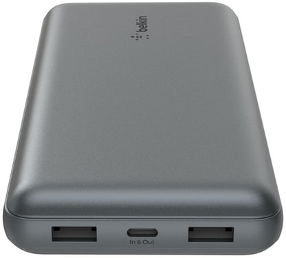 Belkin BoostCharge Pro Ulkoinen Akku, 20000mAh, 15W, 1 x USB-C - 2 x USB-A, Harmaa BPB012btGY
