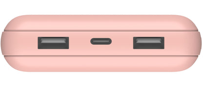 Belkin BoostCharge Ulkoinen Akku, 20000mAh, 15W, 1 x USB-C - 2 x USB-A, Vaaleanpunainen Kulta BPB012btRG