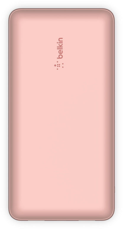 Belkin BoostCharge Ulkoinen Akku, 20000mAh, 15W, 1 x USB-C - 2 x USB-A, Vaaleanpunainen Kulta BPB012btRG