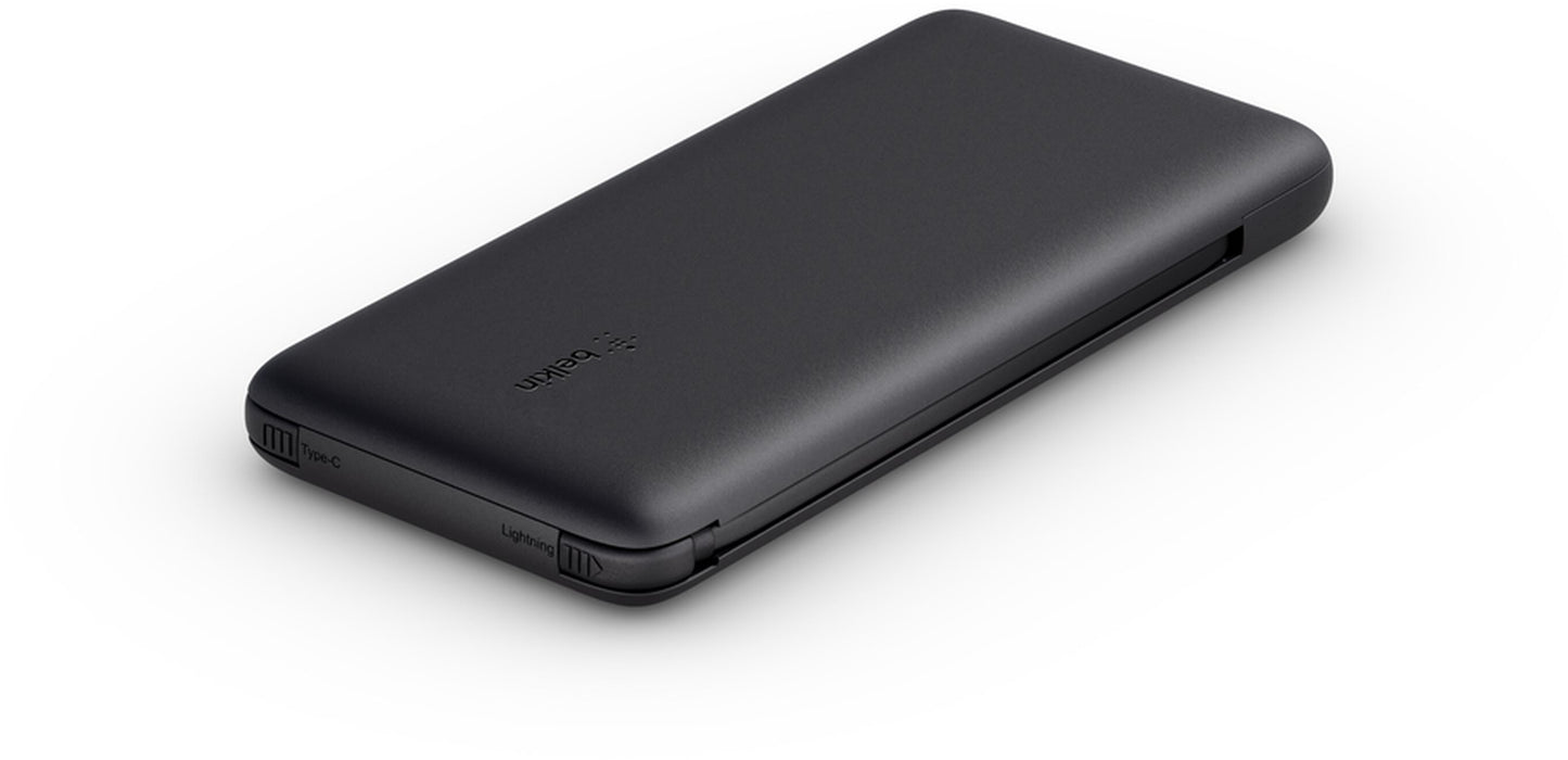 Belkin BoostCharge Plus -ulkoinen akku, 10000mAh, 23W, QC + PD, 1 x Lightning - 2 x USB-C, Musta BPB006btBLK