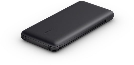 Belkin BoostCharge Plus -ulkoinen akku, 10000mAh, 23W, QC + PD, 1 x Lightning - 2 x USB-C, Musta BPB006btBLK