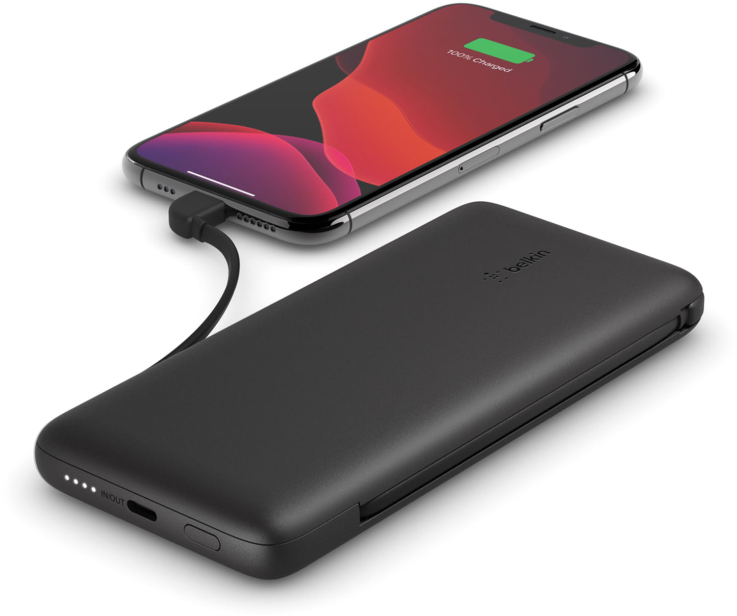 Belkin BoostCharge Plus -ulkoinen akku, 10000mAh, 23W, QC + PD, 1 x Lightning - 2 x USB-C, Musta BPB006btBLK
