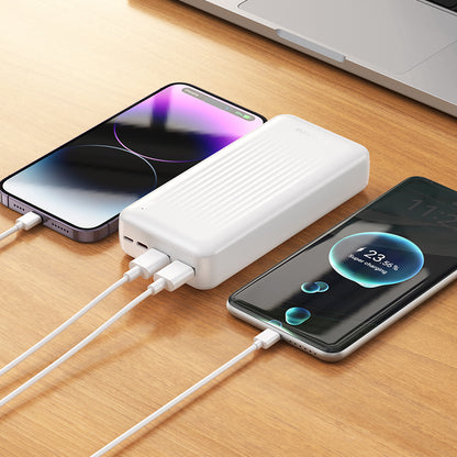 Ulkoinen akku Borofone BJ80A Clever, 20000mAh, 22.5W, QC + PD, 1 x USB-C - 2 x USB-A, Valkoinen