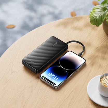 Borofone BJ84 Smooth ulkoinen akku, 10000mAh, 10W, 1 x Lightning - 1 x microUSB - 1 x USB-A - 1 x USB-C, Musta