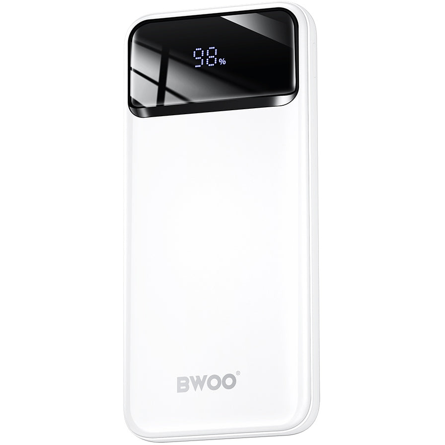 Ulkoinen akku BWOO BO-P34, 10000mAh, 22,5W, QC + PD, 1 x USB-C - 2 x USB-A, Valkoinen