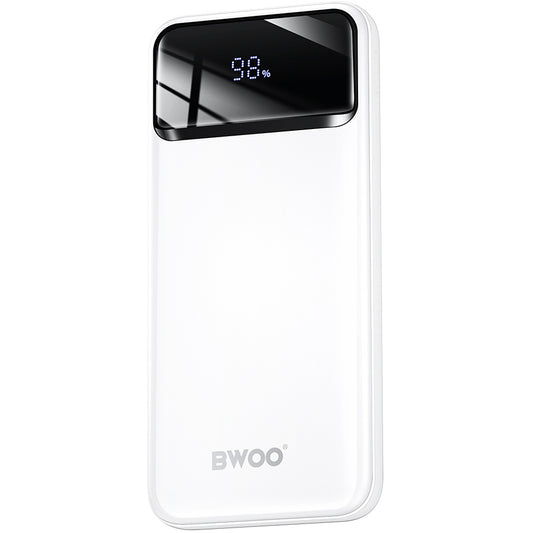 Ulkoinen akku BWOO BO-P34, 10000mAh, 22,5W, QC + PD, 1 x USB-C - 2 x USB-A, Valkoinen