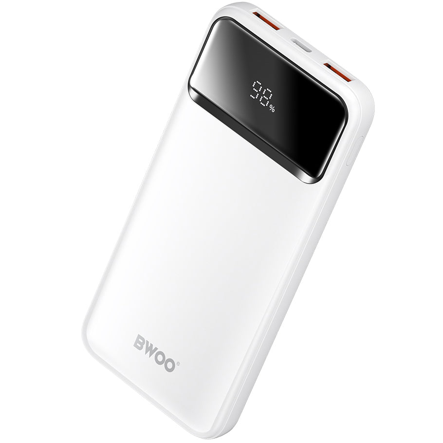 Ulkoinen akku BWOO BO-P34, 10000mAh, 22,5W, QC + PD, 1 x USB-C - 2 x USB-A, Valkoinen