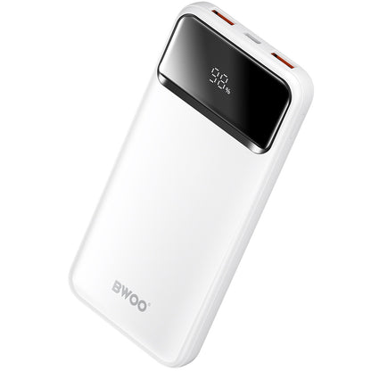 Ulkoinen akku BWOO BO-P34, 10000mAh, 22,5W, QC + PD, 1 x USB-C - 2 x USB-A, Valkoinen