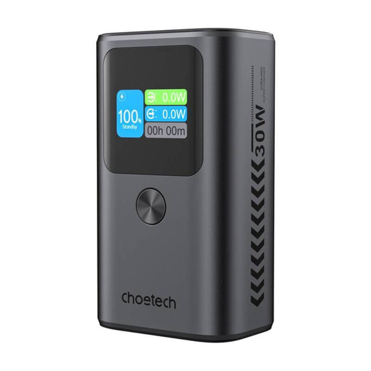 Choetech B701 External Battery, 10000mAh, 30W, QC + PD, 1 x USB-A - 2 x USB-C, Black