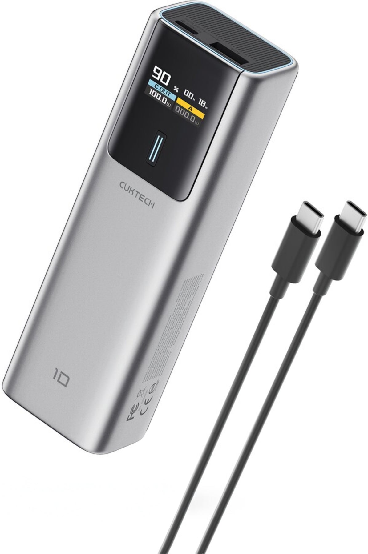 Cuktech Ulkoinen Akku, 10000mAh, 150W, QC + PD, 1 x USB-A - 1 x USB-C, Harmaa CKPB100PGLBK
