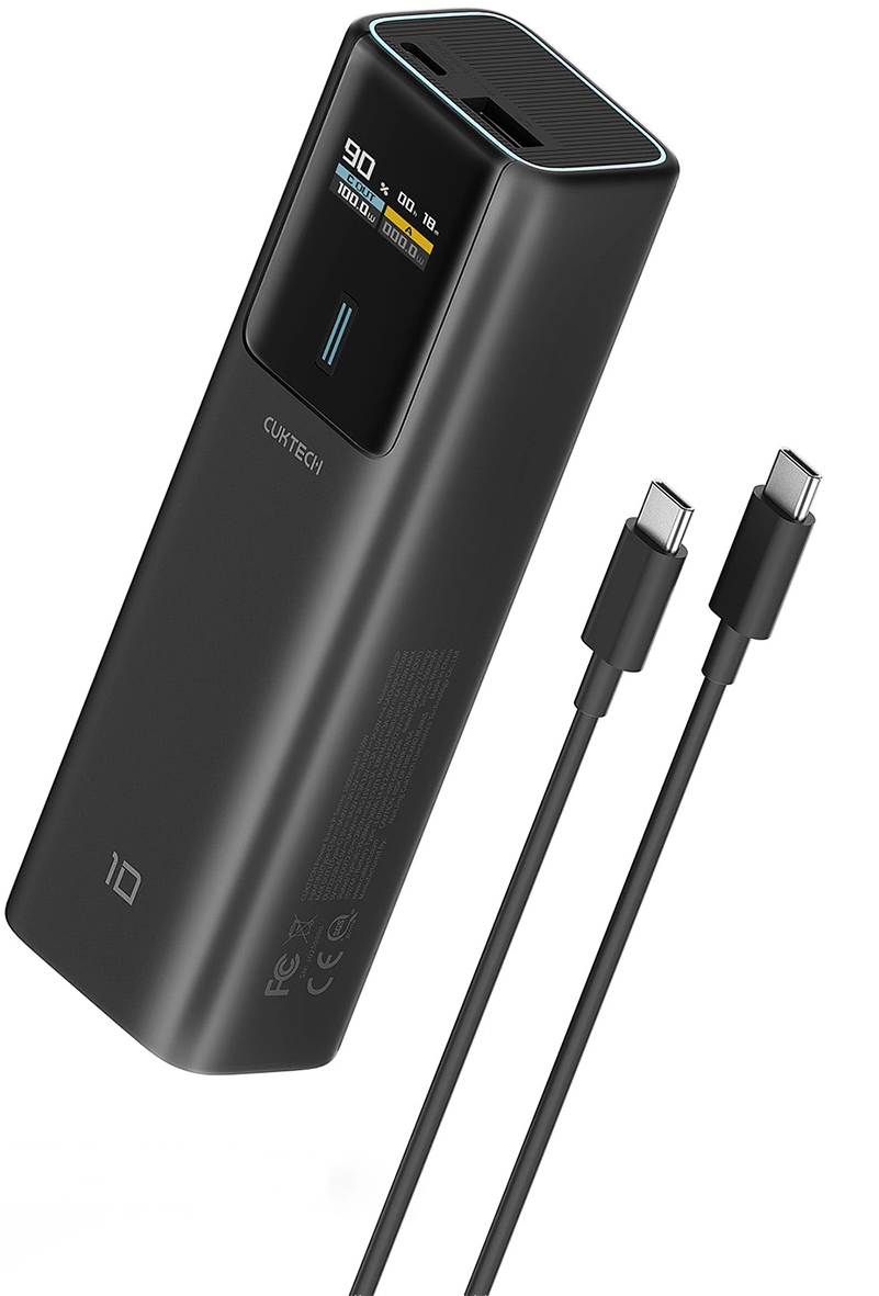 Cuktech Ulkoinen Akku, 10000mAh, 150W, QC + PD, 1 x USB-A - 1 x USB-C, Musta CKPB100PGLBL